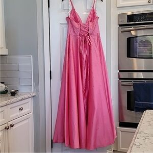 Pink Prom Dress Back Plunge Front by Jules & Cleo